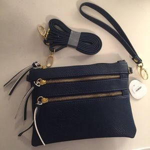 Navy cross body wristlet clutch purse NEW